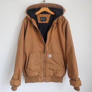 Carhartt J130 Active Jacket Brown Duck Hooded Workwear Loose Fit M NWOT
